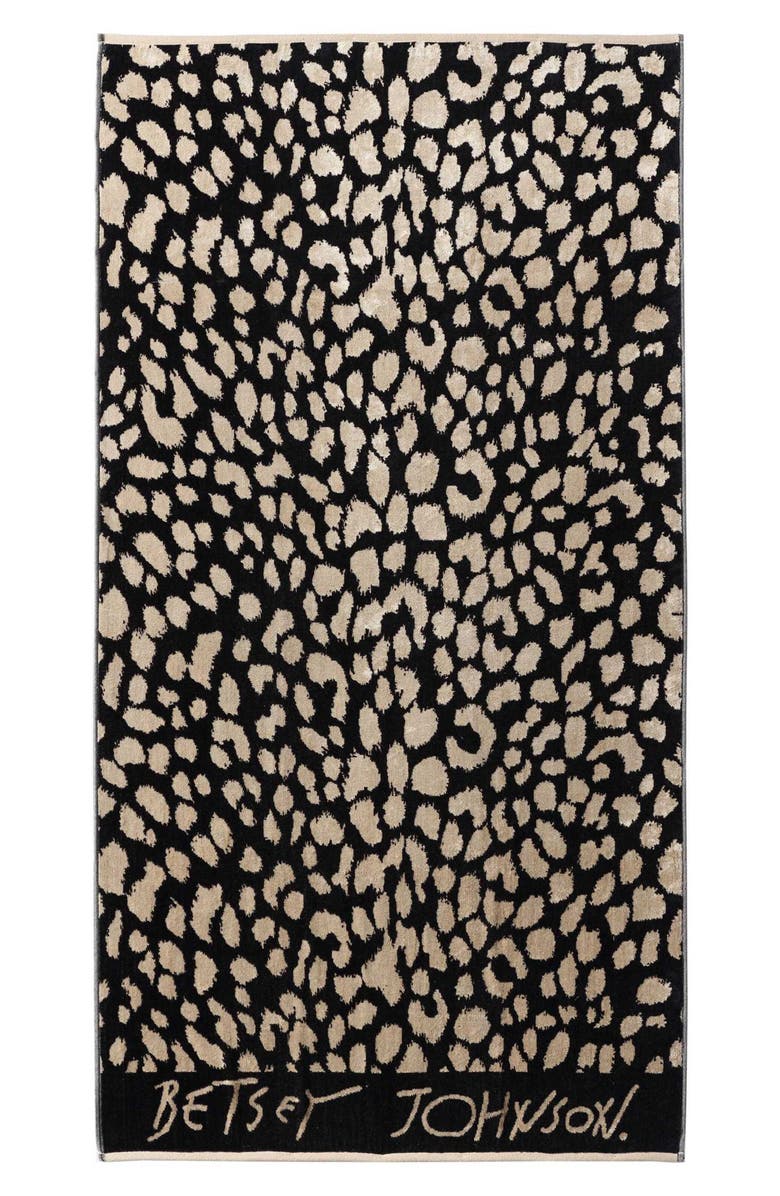 Betsey Johnson Leopard Beach Towel, Main, color, Black