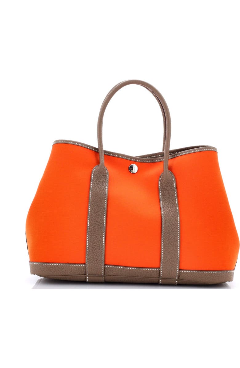 Pre-Owned Hermes Garden Party Tote Toile and Leather 30, Alternate, color, Orange Minium