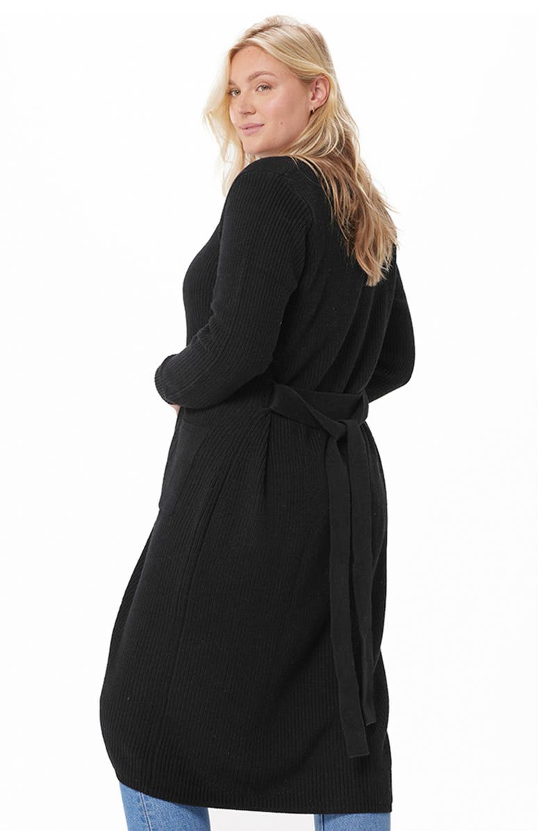 MINNIE ROSE Belted Longline Rib Cotton & Cashmere Cardigan, Alternate, color, 