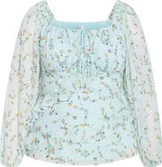 City Chic Ditsy Ruffle Top