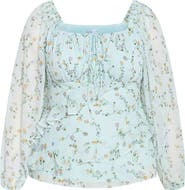 City Chic Ditsy Ruffle Top