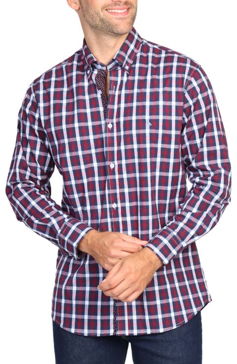 Regular Fit Gingham Stretch Cotton Button-Down Shirt