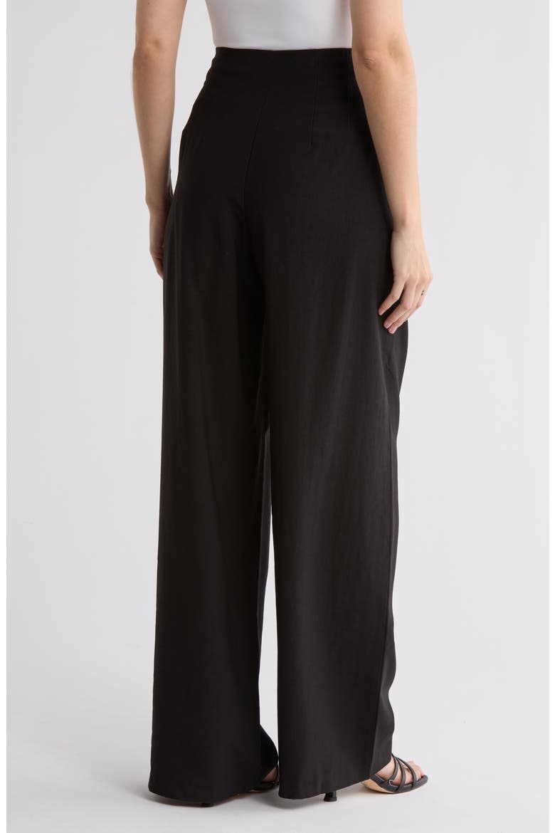 High Rise Pleated Wide Leg Pants, Alternate, color, BLACK