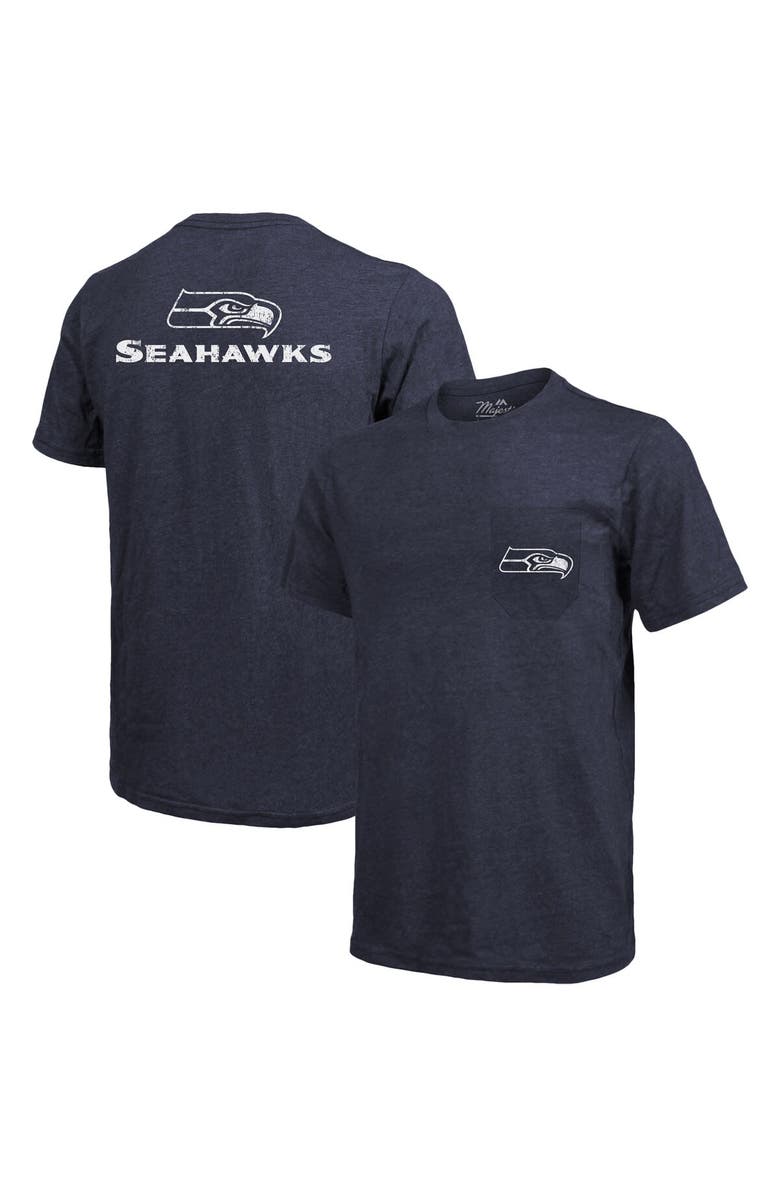 Majestic Threads Seattle Seahawks Majestic Threads Tri-Blend Pocket T-Shirt - College Navy, Main, color, Navy