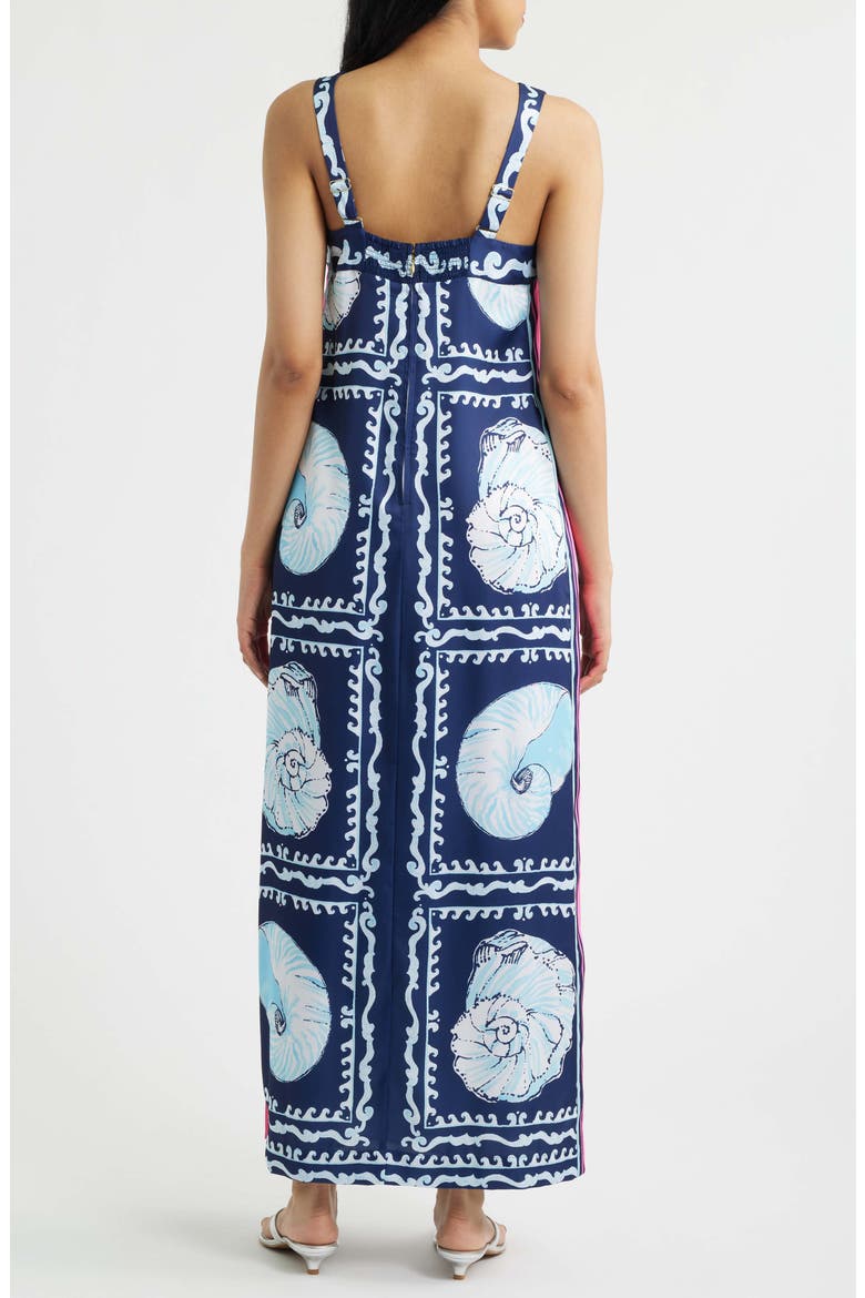 Casandra Print Sleeveless Maxi Dress, Alternate, color, LOW TIDE NAVY SHELL SHINE