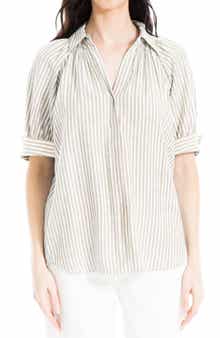 MAX STUDIO Stripe Short Sleeve Blouse