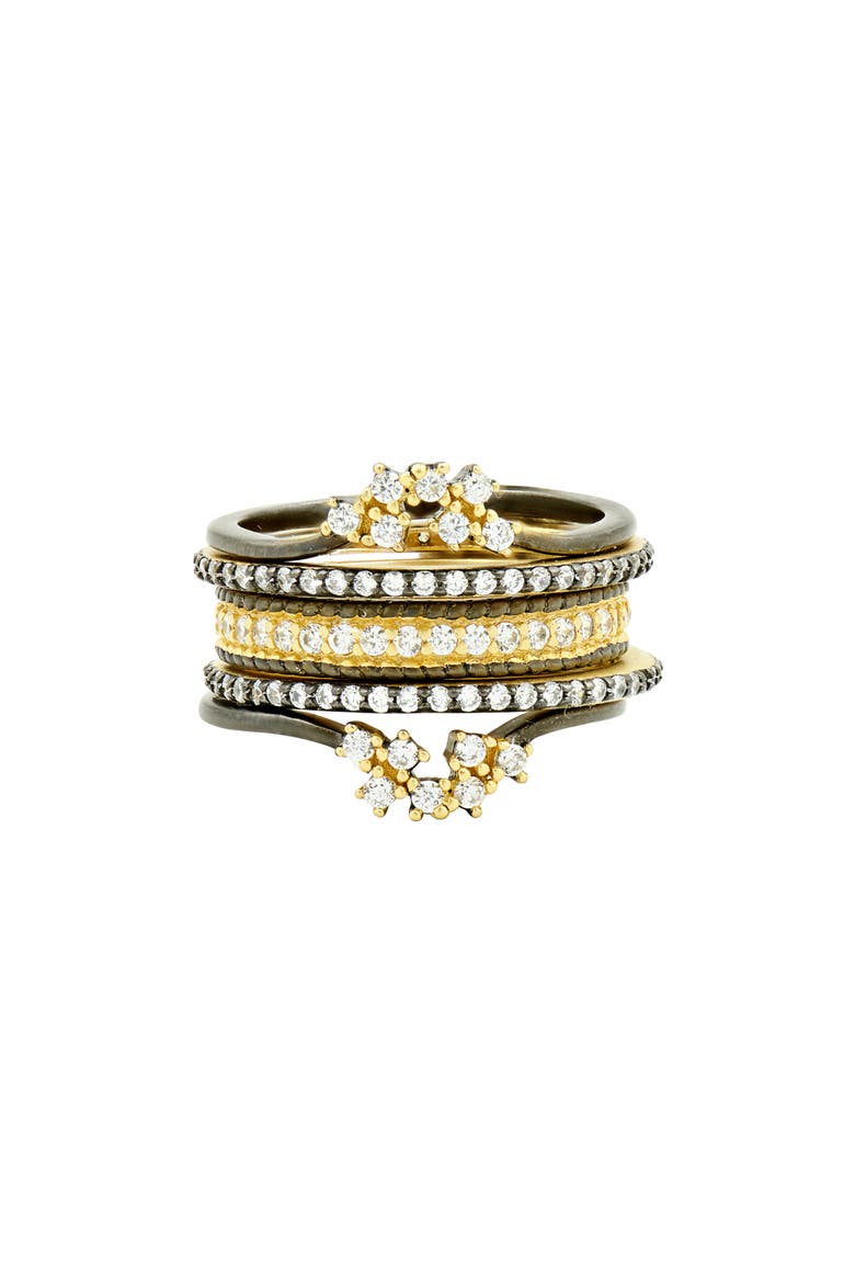 Double Helix Set of 5 Stacking Rings, Main, color, GOLD/ BLACK