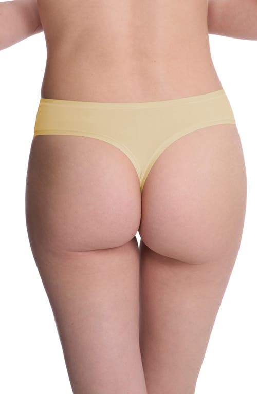 Natori Bliss Bare Stretch Cotton Thong In Yellow
