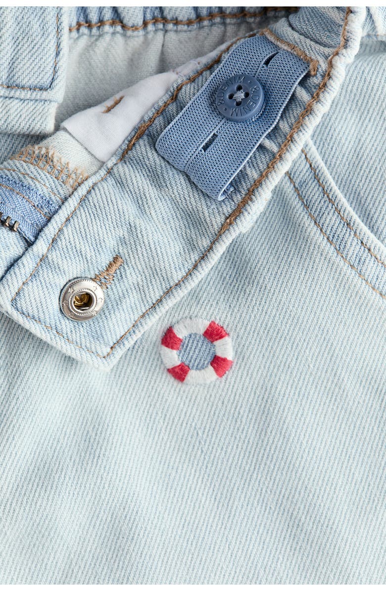 H&M Embroidery-detail Denim Shorts, Alternate, color, Light Denim Blue/Sailboats