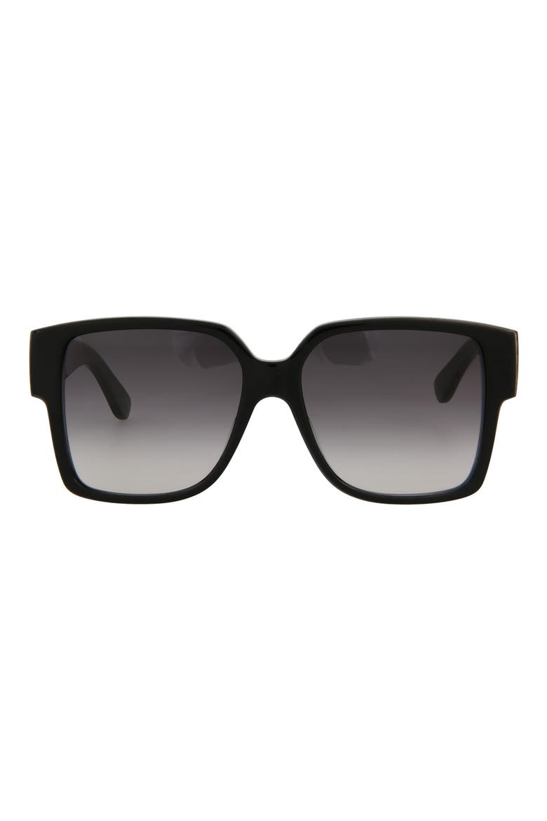 55mm Square Sunglasses, Main, color, BLACK BLACK GREY
