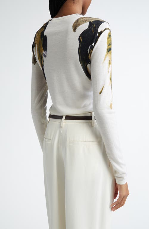 Jason Wu Collection Brushstroke Print Merino Wool Crewneck Sweater