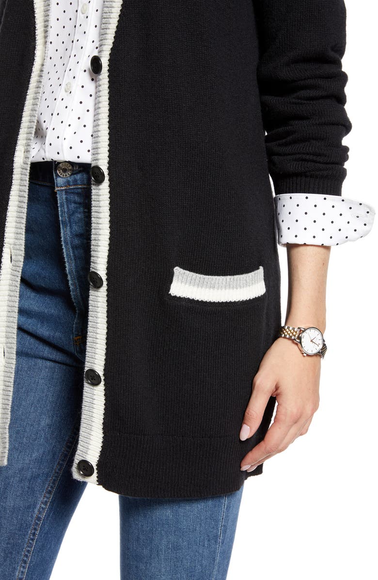 1901 Tipped Long Cardigan, Alternate, color, 