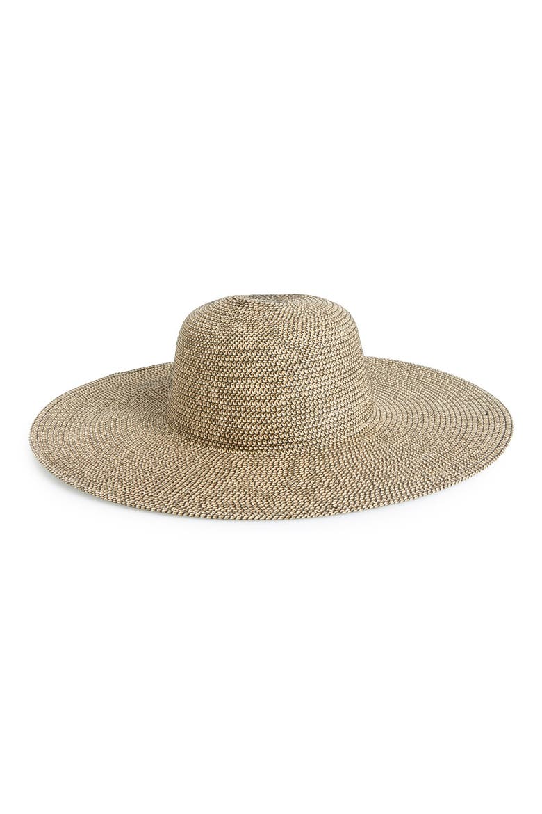 Floppy Straw Look Hat, Main, color, BLACK