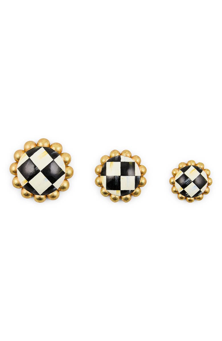 MACKENZIE CHILDS Courtly Check Set of 3 Magnets, Alternate, color, Black