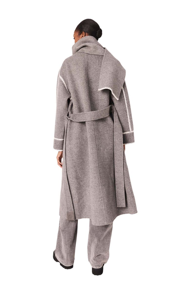 maje Long double-faced coat, Alternate, color, Grey/White