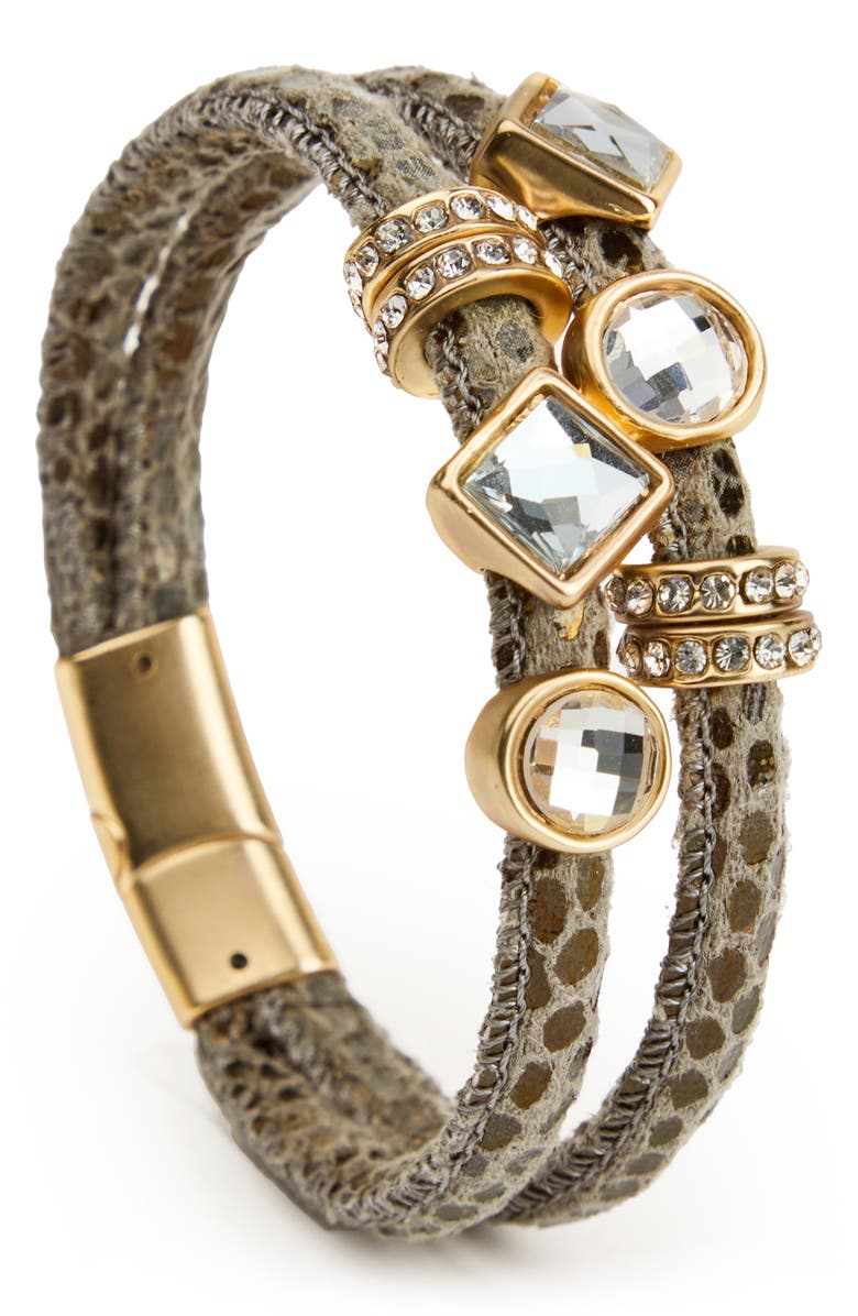 SAACHI Charm Faux Leather Double Strand Bracelet, Main, color, 