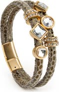 SAACHI Charm Faux Leather Double Strand Bracelet