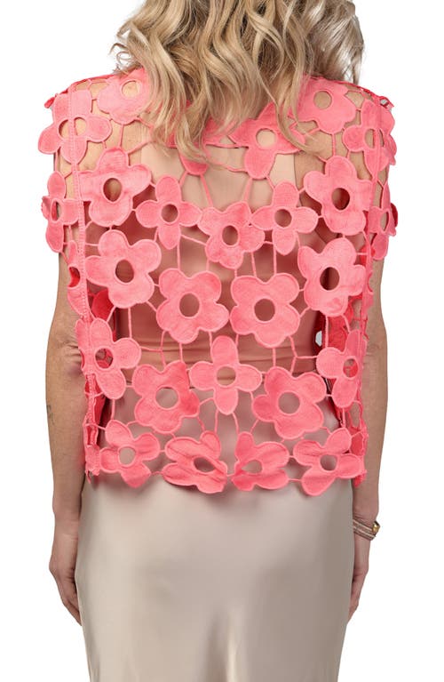 Saachi Floral Lace Vest In Pink