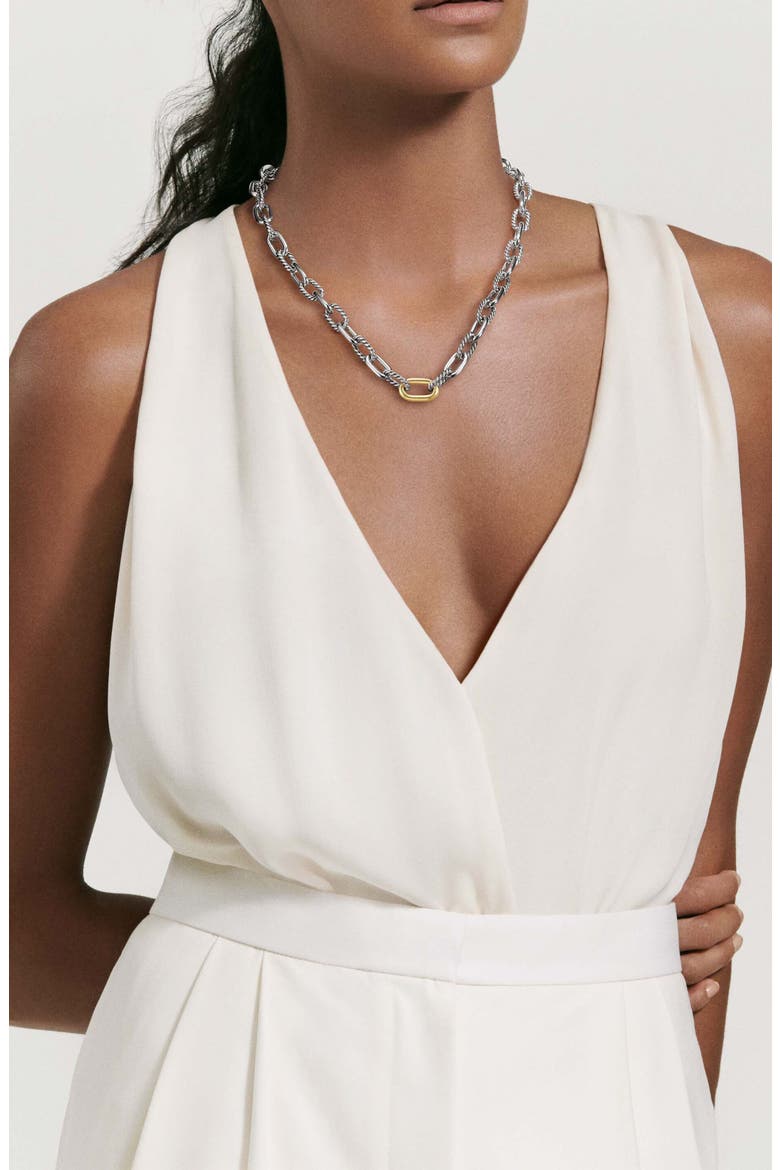 DY Madison® Chain Necklace in Sterling Silver with 18K Gold, 8.5mm, Alternate, color, SILVER/YELLOW GOLD