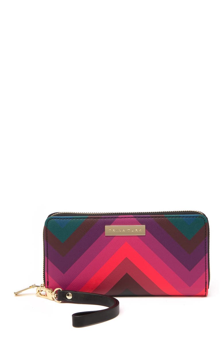 Trina Turk Chevron Zip-Around Wristlet Wallet, Main, color, 
