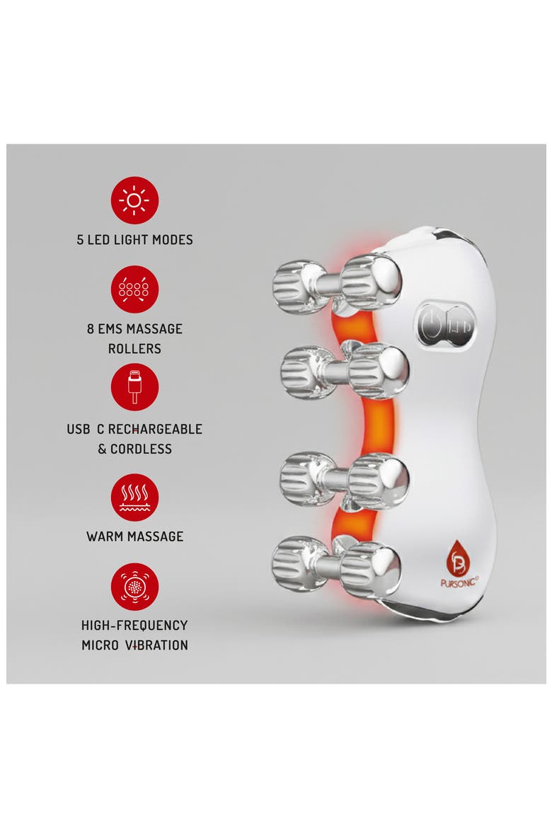5-in-1 LED Light Therapy Skin Roller Massager, Main, color, WHITE