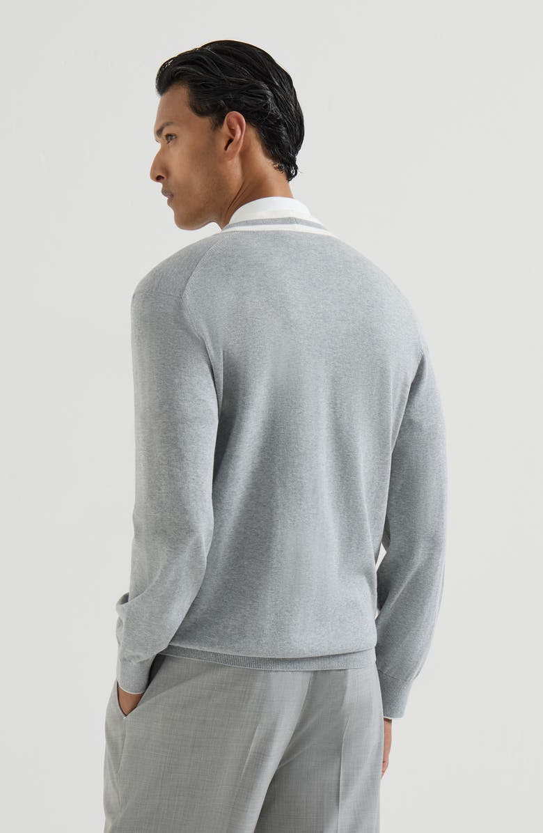 Brunello Cucinelli Cotton cardigan with logo, Alternate, color, Grey