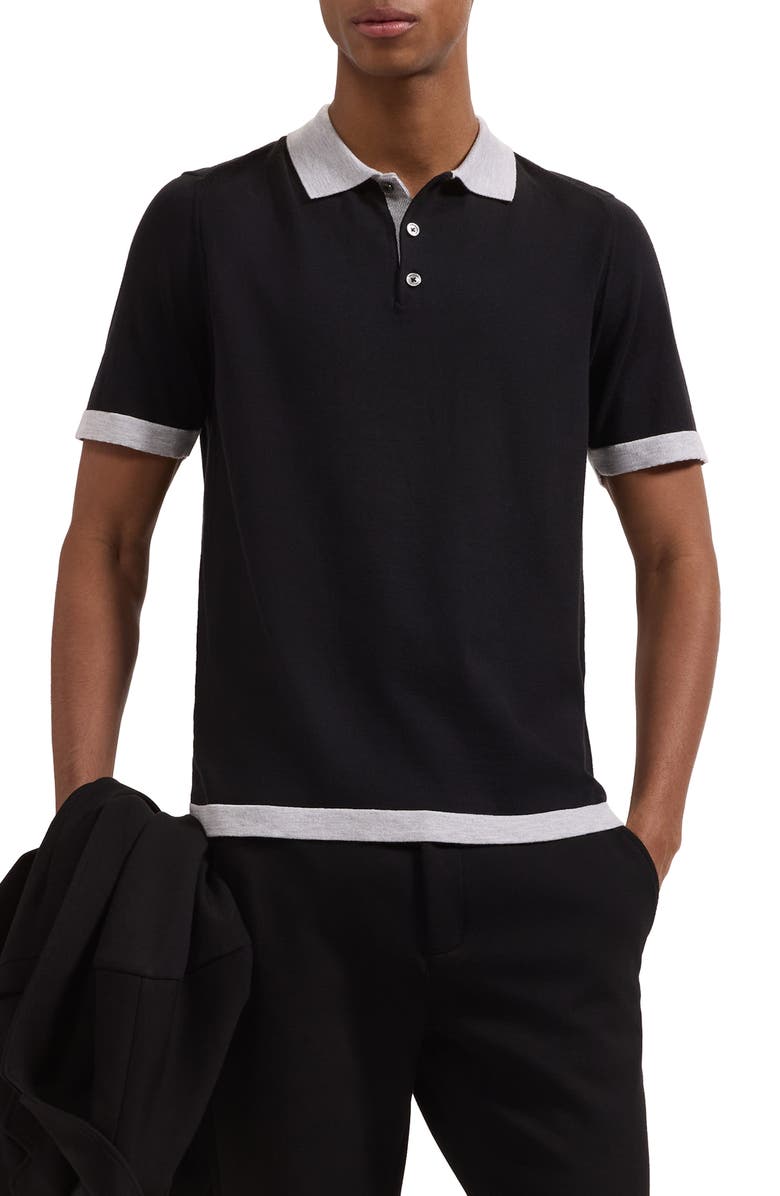 Bugatchi Cotton Blend Polo Sweater, Main, color, Black