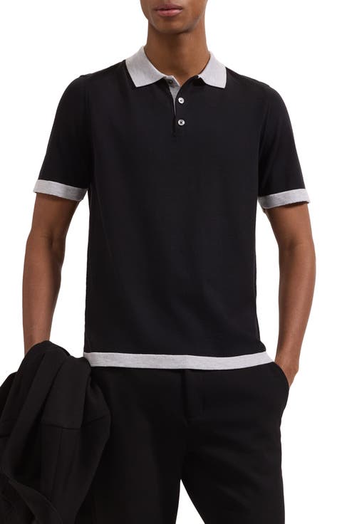 Cotton Blend Polo Sweater