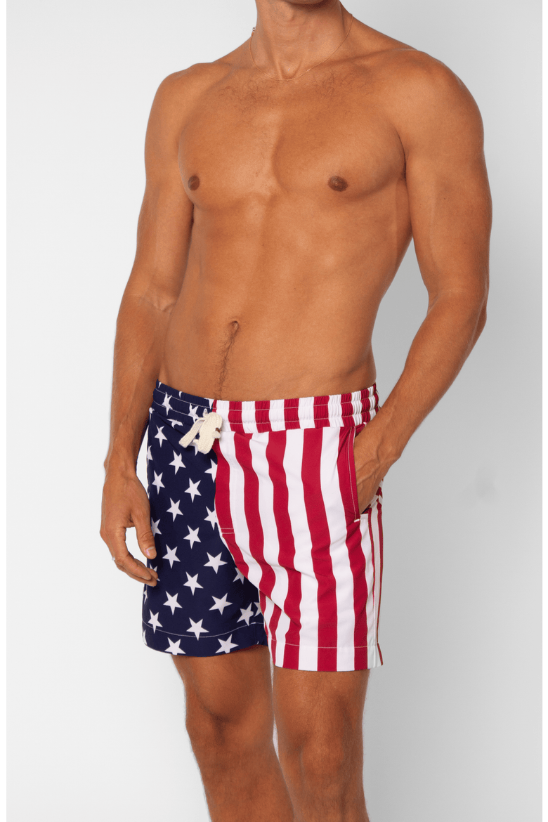 Stars + Stripes Swim Trunk, Alternate, color, Americana