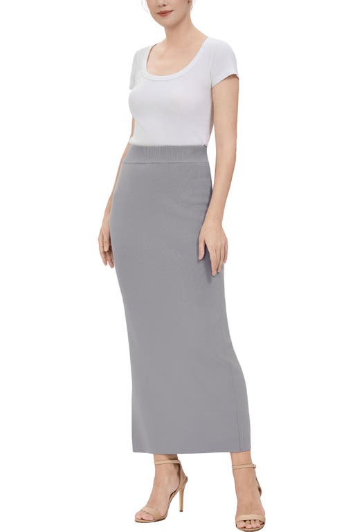 Kimi & Kai Side Slit Knit Maxi Skirt In Gray