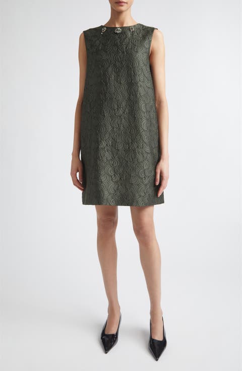 Sleeveless Jacquard Shift Dress