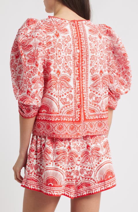 River Ride Puff Sleeve Cotton Top