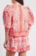 FARM Rio River Ride Puff Sleeve Cotton Top
