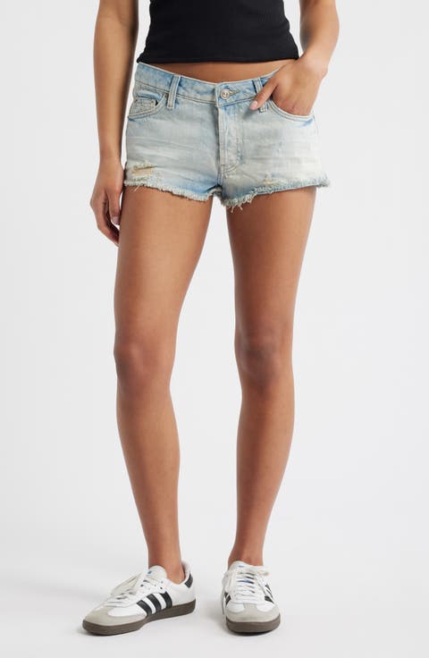 Minnie Distressed Denim Cutoff Shorts (Bleach)