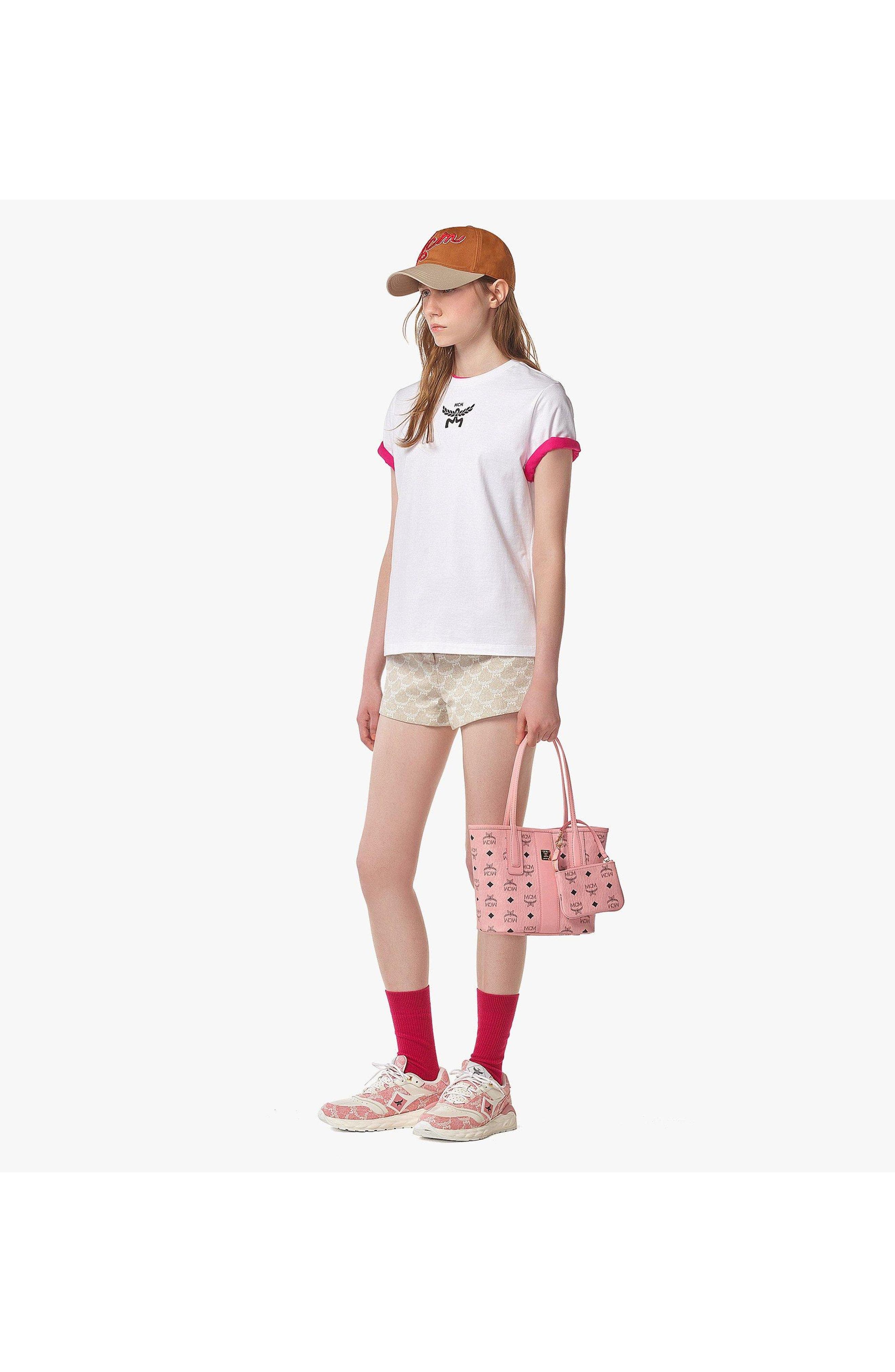 MCM Small Liz Shopper in Visetos, Alternate, color, Pink