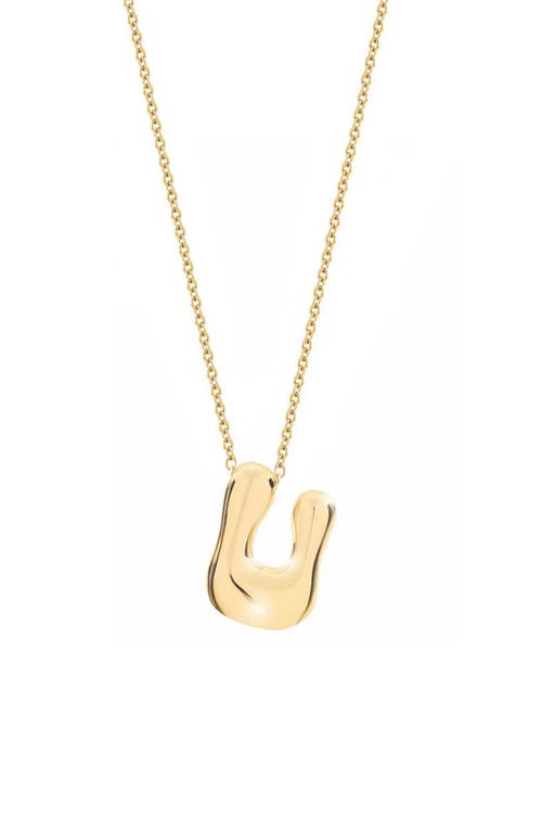Jane Basch Designs Puffed Initial Pendant Necklace In Gold