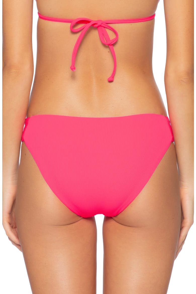 Fine Line Tab Side Bikini Bottoms, Alternate, color, PINK PUNCH