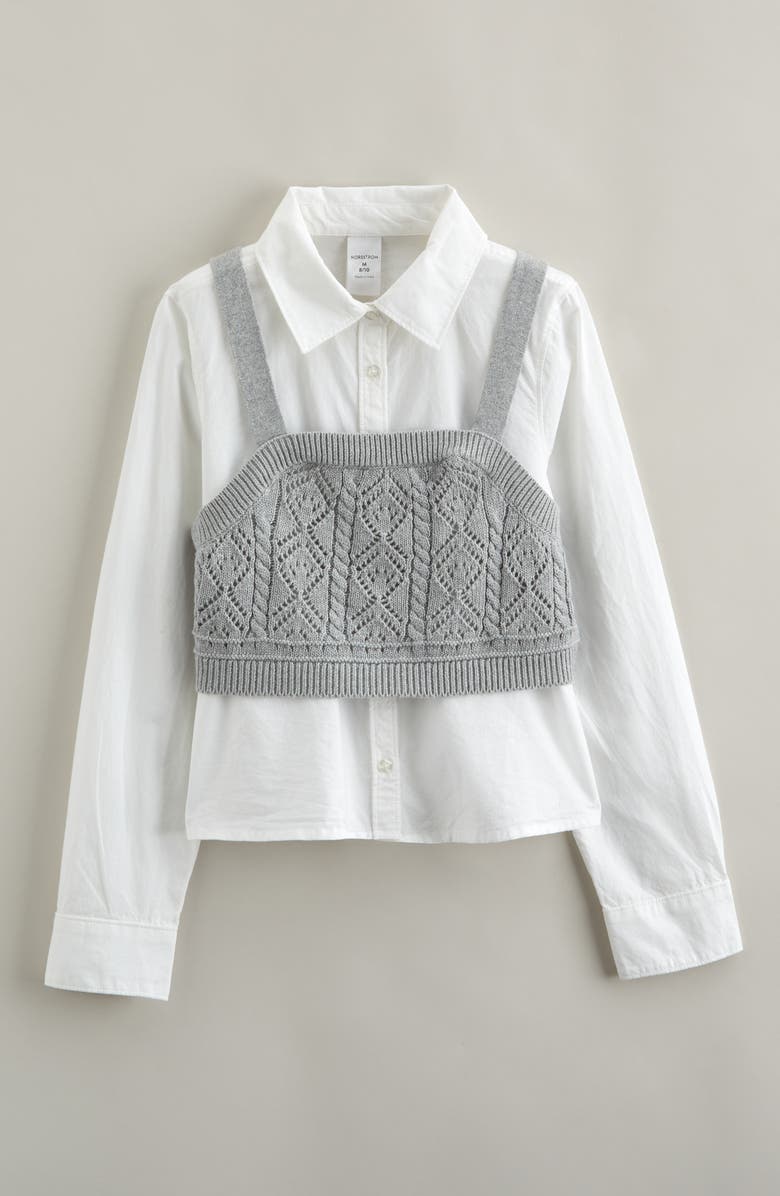 Nordstrom Kids' Knit Tank & Button-Up Shirt Set, Main, color, White- Grey Heather