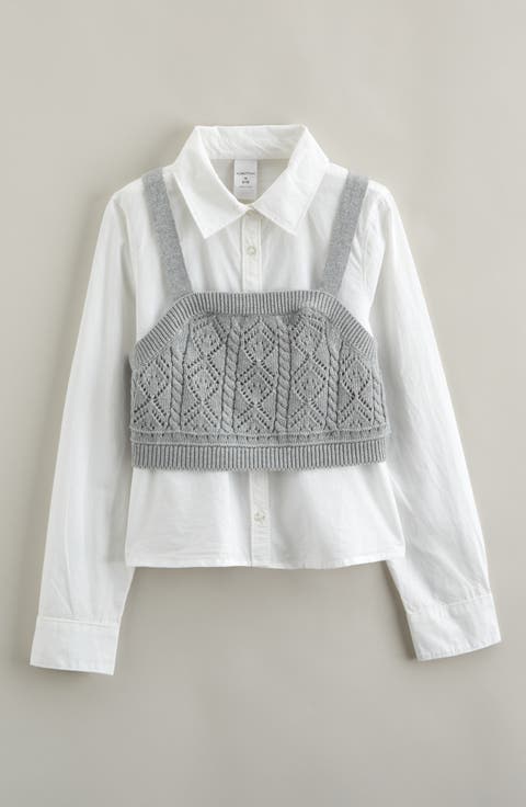 Kids' Knit Tank & Button-Up Shirt Set (Big Kid)