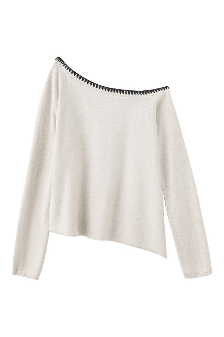 Asymmetrical Off the Shoulder Cotton Blend Sweater, Main, color, BEIGE
