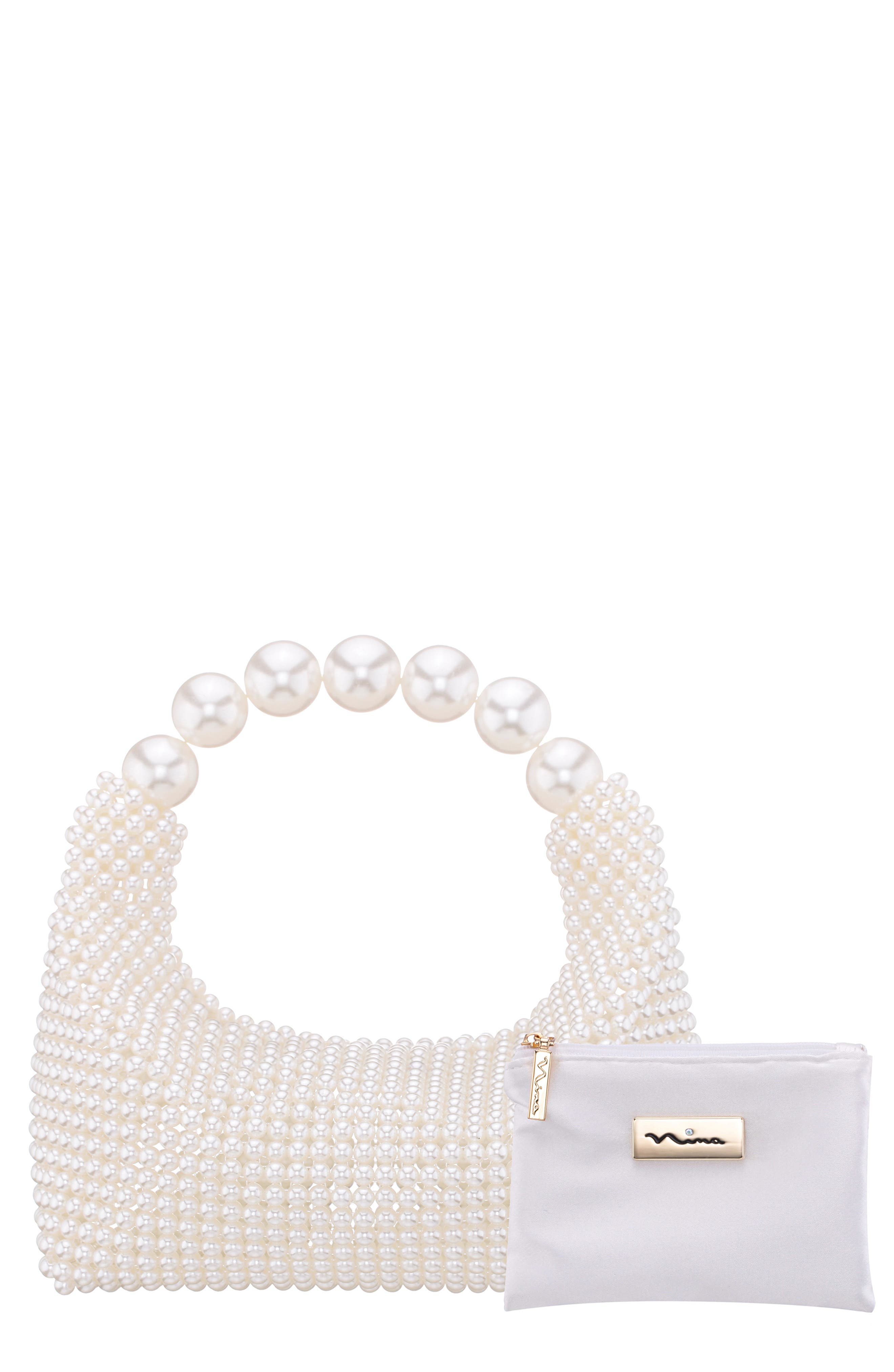 Nina Kiki Faux Pearl To Handle Bag, Main, color, 
