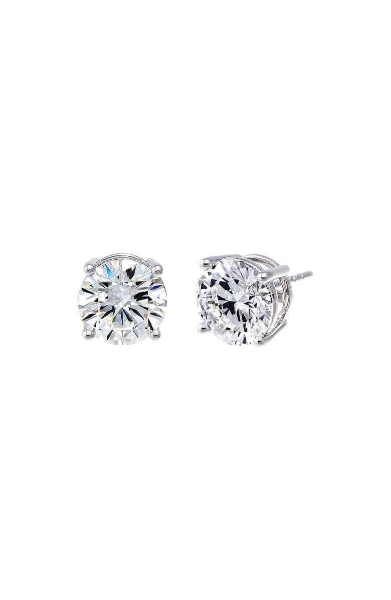 BY ADINA EDEN 8 Carat Lab Grown Diamond Solitaire Four Prong Stud Earring 14K, Main, color, 14K White Gold