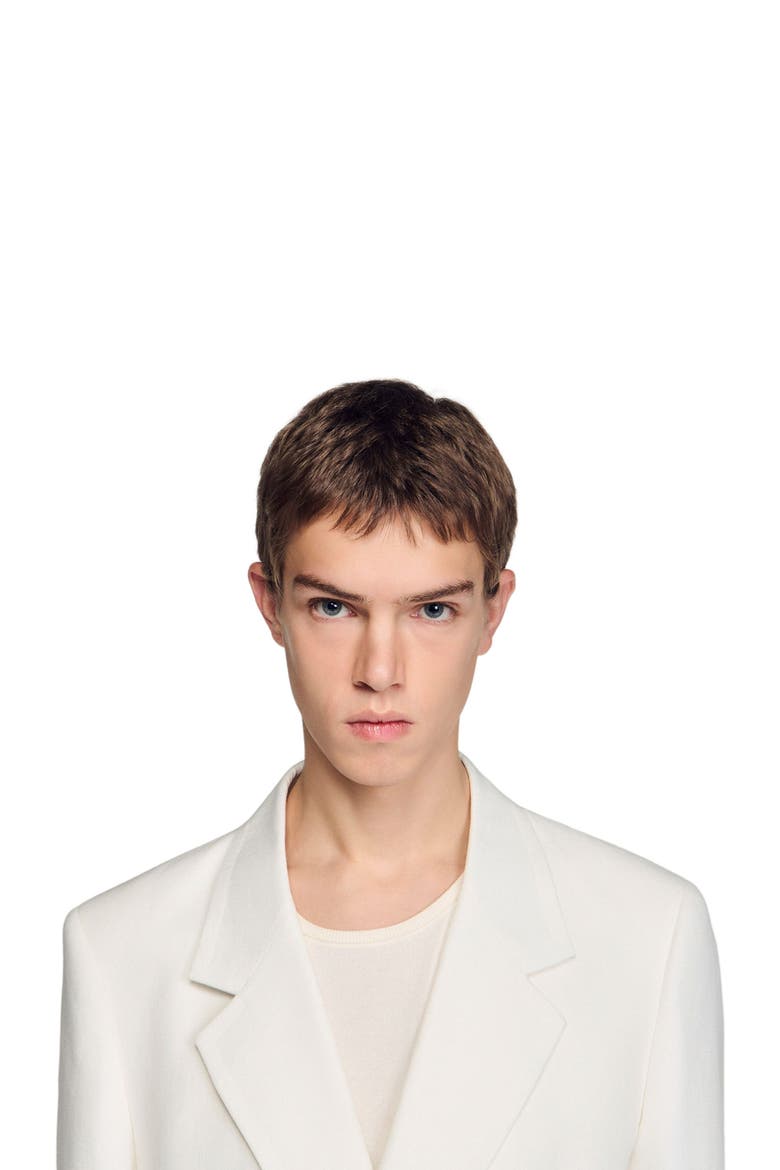 Double-breasted linen suit jacket, Alternate, color, White
