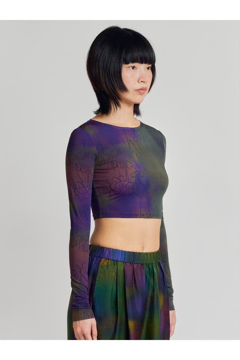 "Brooklyn" Long Sleeve Crop Top, Alternate, color, Green