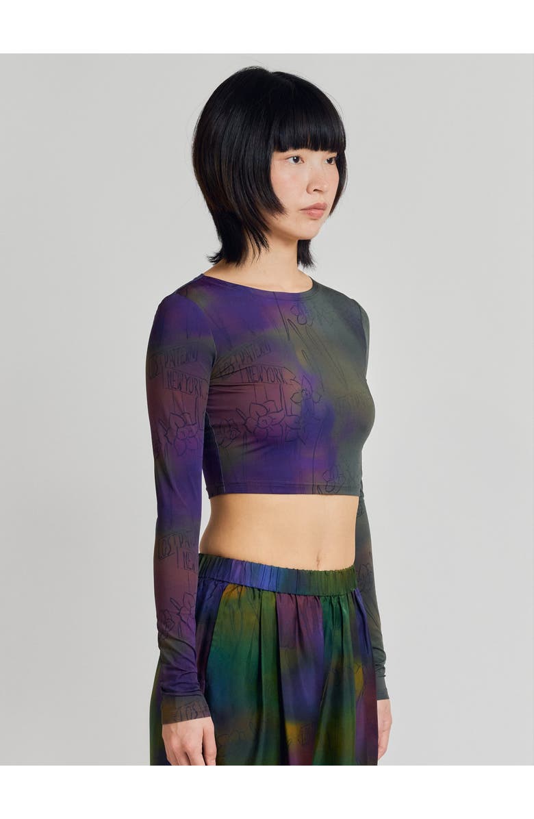 Lost Pattern NYC "Brooklyn" Long Sleeve Crop Top, Alternate, color, Green