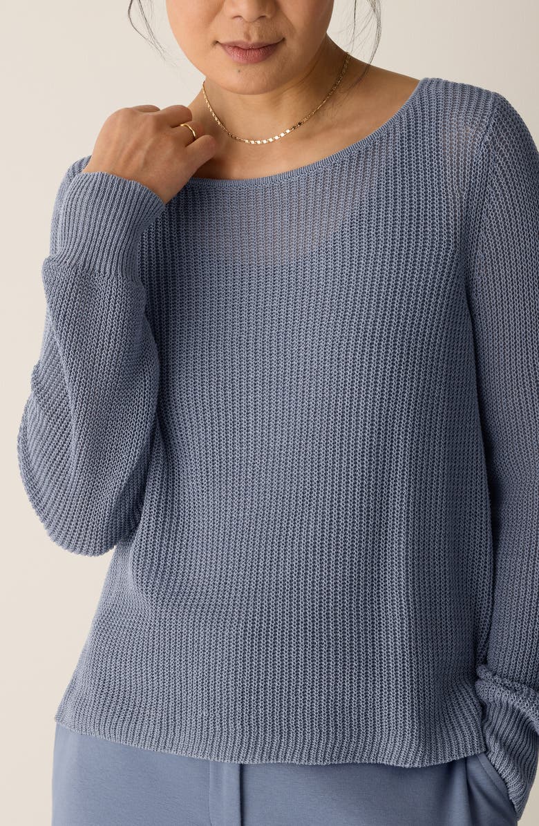 Eileen Fisher Organic Cotton & Silk Ballet Neck Sweater, Alternate, color, Flint