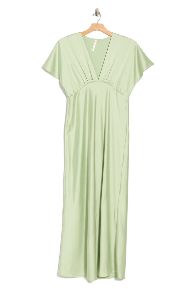 V-Neck Satin Dress, Alternate, color, PISTACHIO