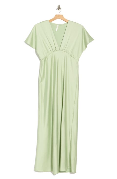 V-Neck Satin Dress (Plus Size)