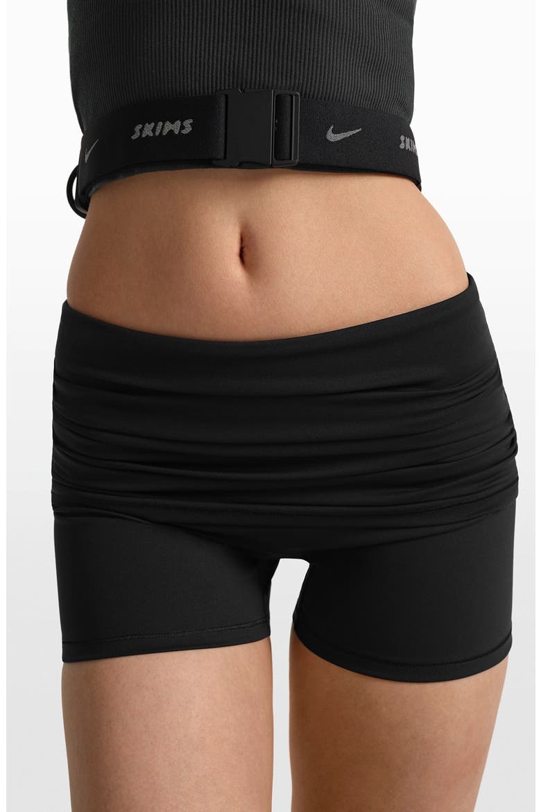 Matte Foldover Waist Shorts, Alternate, color, OBSIDIAN
