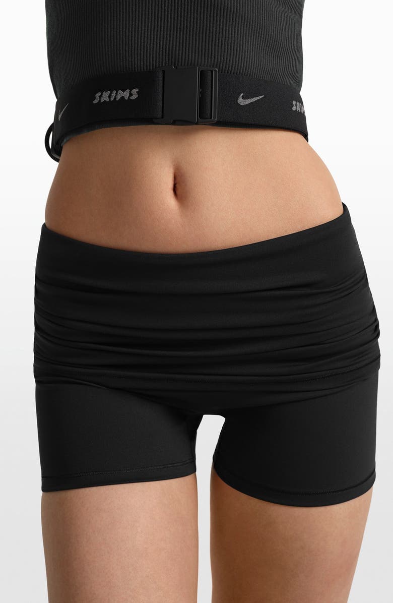 NikeSKIMS Matte Foldover Waist Shorts, Alternate, color, Obsidian